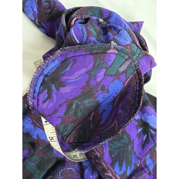 Vintage Patty ONeil Midi Dress 8 Dark Floral Paisley Purple High Neck Whimsigoth - Picture 9 of 14